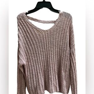 Light pink sweater with a small open back by “So”